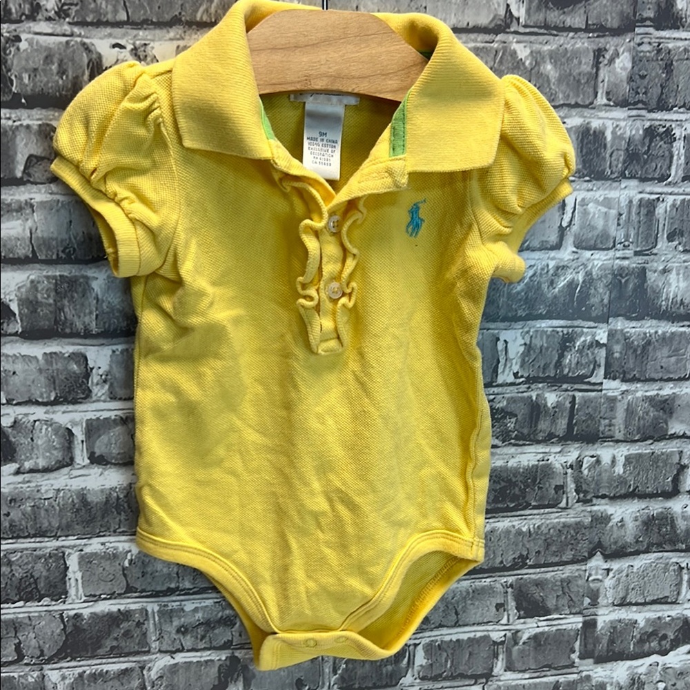 Baby Girls Ralph Lauren Yellow Baby Polo Onesie‎ - Picture 2 of 10